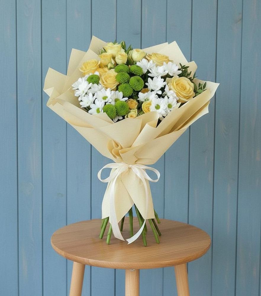 Букет цветов из: Хризантемы и Розы в Любиме