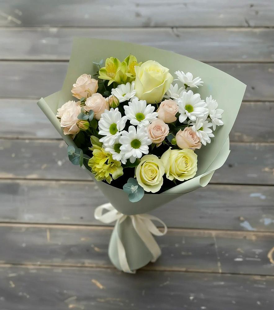 Букет цветов из: Альстромерии, Розы и Хризантемы в Любиме