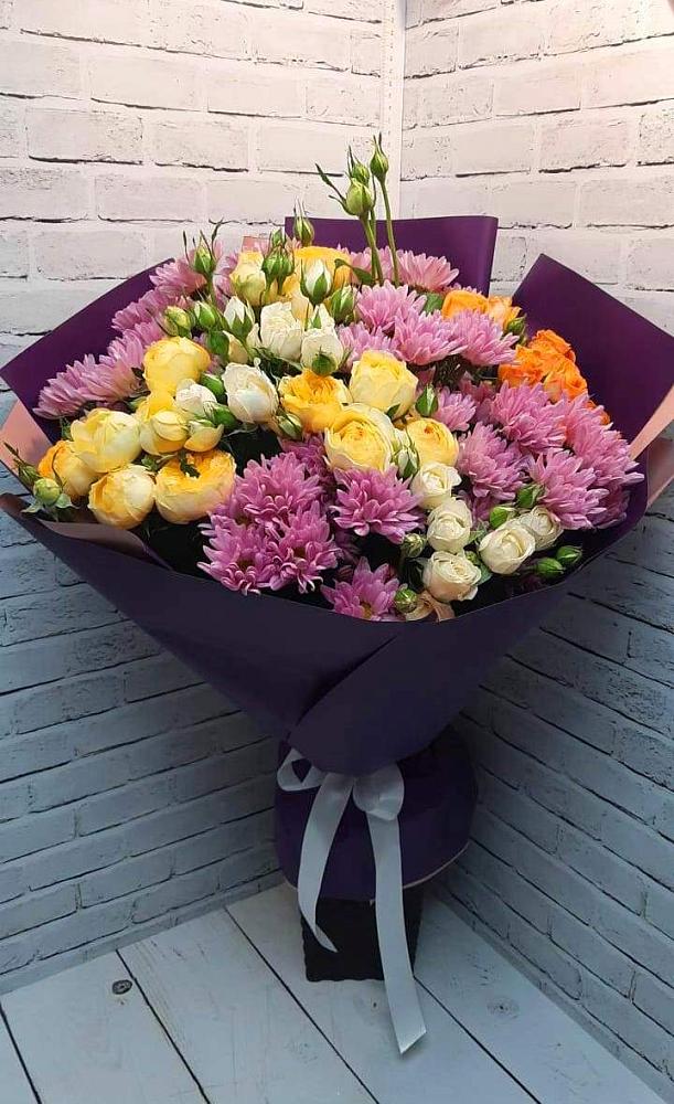 Букет цветов из: Хризантемы и Розы в Любиме
