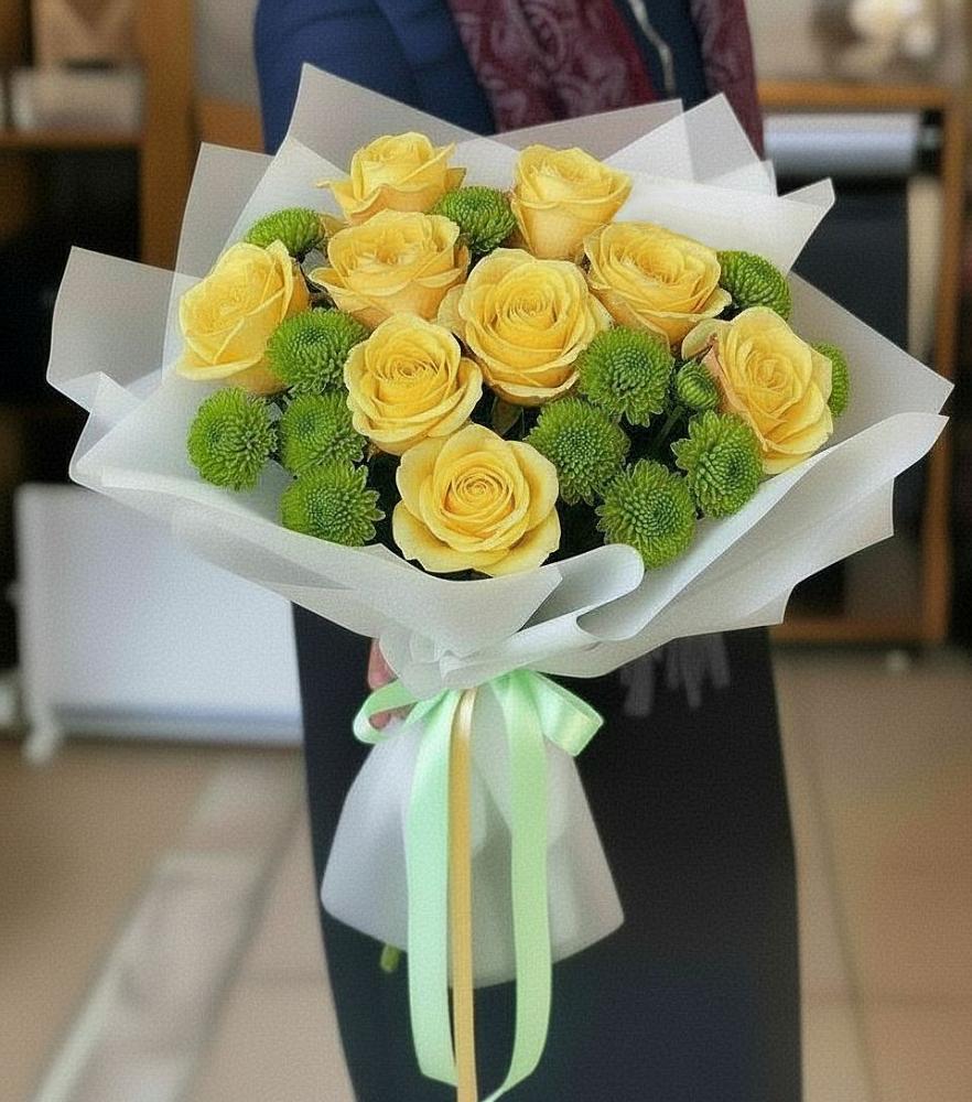 Букет цветов из: Хризантемы и Розы в Любиме