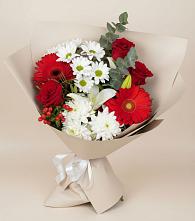 Букет цветов из:  Розы, Хризантемы, Герберы и Лилии в Любиме