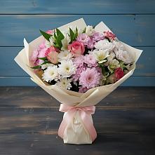 Букет цветов из:  Хризантемы, Альстромерии и Розы в Любиме