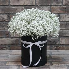 Цветочная композиция из Гипсофила в шляпной коробке в Любиме