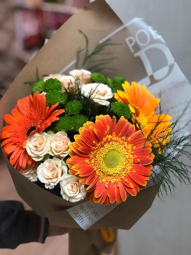 Букет цветов из: Герберы, Хризантемы и Розы в Любиме
