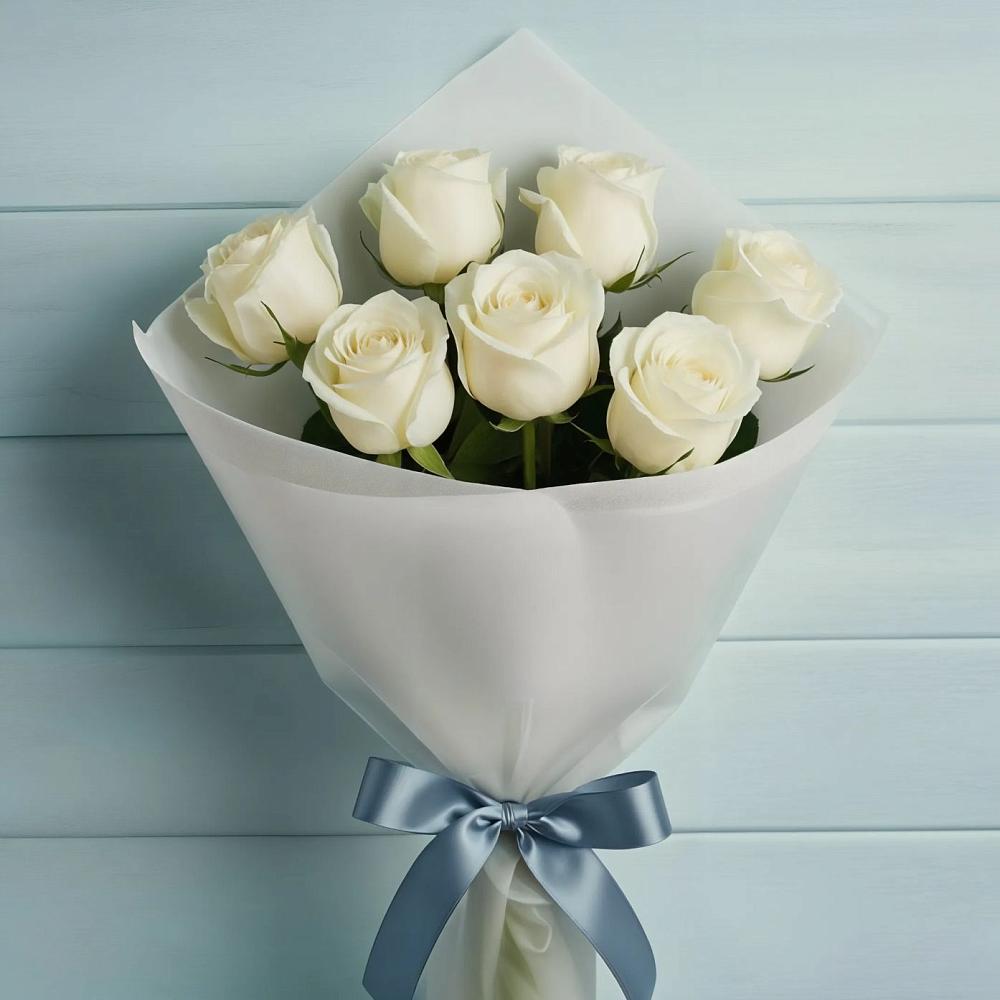 Букет 7 Белых роз Эдлесс Лав в Любиме